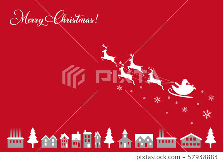 Christmas card Santa comes to town 57938883