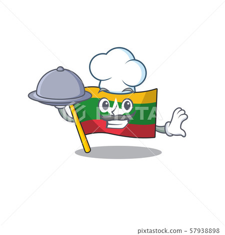 Chef with food Flag myanmar character shaped on cartoon Chef with food Flag myanmar character shaped on cartoon 57938898