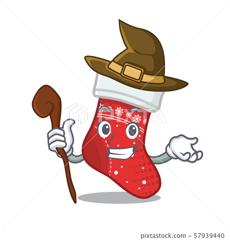 Witch christmas stocking character shaped in cartoon Witch christmas stocking character shaped in cartoon 57939440