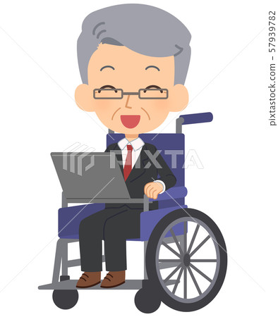 Veteran wheelchair PC smile - Stock Illustration [57939782] - PIXTA