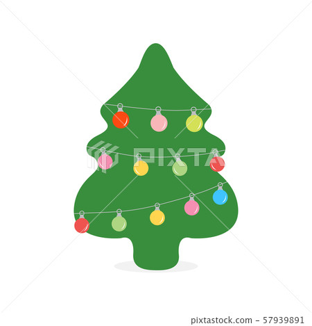 New Year Merry Christmas Decorated Christmas tree 57939891