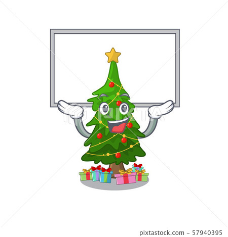 Up board christmas tree cartoon shape a character 57940395