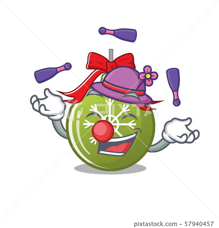 Juggling christmas ball green cartoon decorate tree 57940457