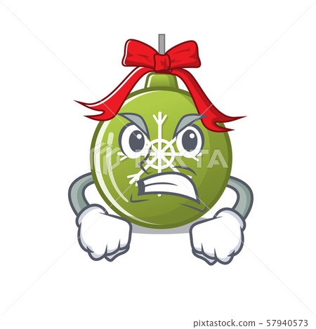 Angry christmas ball green with mascot shape Angry christmas ball green with mascot shape 57940573