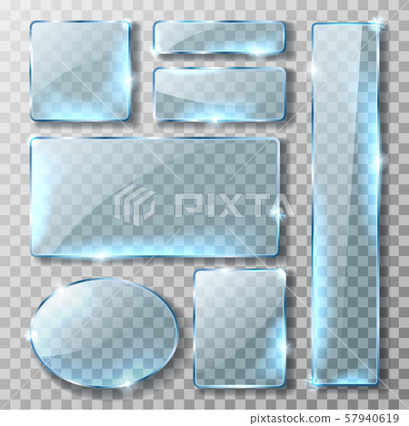 Glass banner or plate, realistic set Glass banner or plate, realistic set 57940619