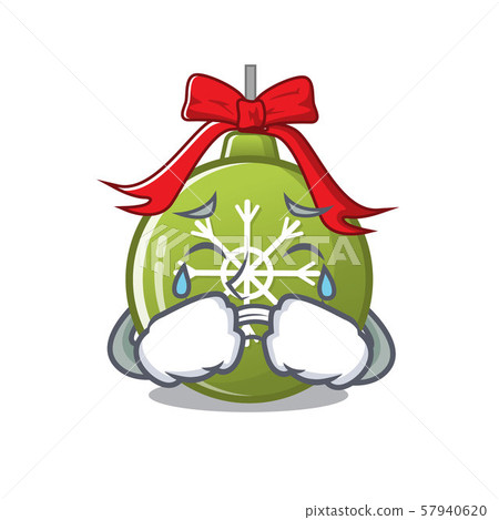 Crying christmas ball green with mascot shape Crying christmas ball green with mascot shape 57940620