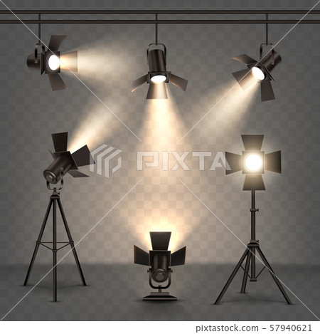Spotlights realistic illustration with warm light Spotlights realistic illustration with warm light 57940621