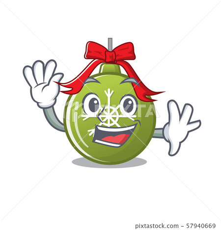 Waving christmas ball green isolated the cortoon Waving christmas ball green isolated the cortoon 57940669