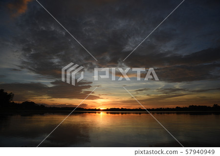 Sunset In The Evening Clouds Beautiful Background 57940949