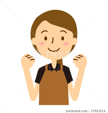 Apron polo shirt women long hair beige white 57941614