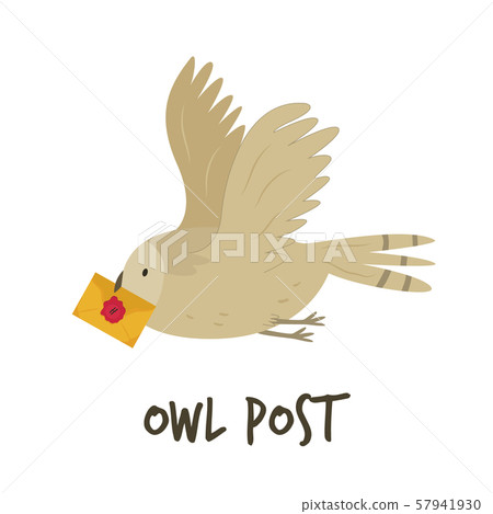 Cute flying owl with a letter. Owl post 57941930