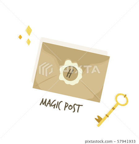Magical letter invitation. Magic post flat concept 57941933