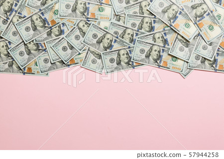 Top view banknotes on colored desk with copy space Top view banknotes on colored desk with copy space 57944258