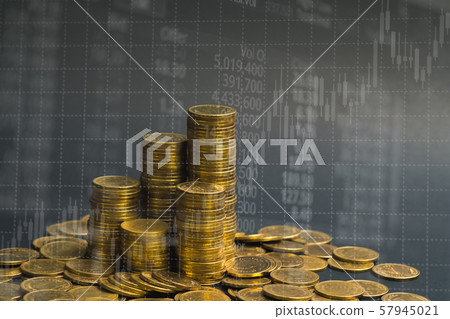Double exposure of coin stack with stock market Double exposure of coin stack with stock market 57945021
