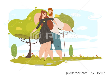 Loving Couple Walking in City Park in Sunny Summer Loving Couple Walking in City Park in Sunny Summer 57945414