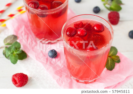 Iced lemonade with berries Iced lemonade with berries 57945811