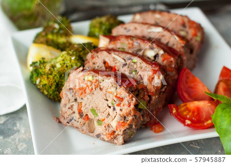 Vegetarian pate in shape of meatloaf 57945887