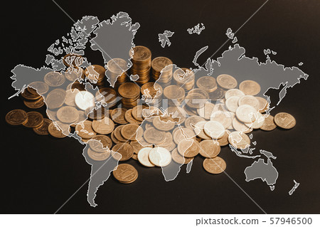 Double exposur step of coin stack in dark room 57946500