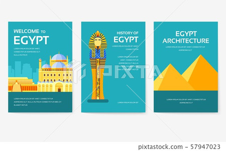 Set of Egypt country ornament travel tour concept. Vacation traditional, magazine, book, poster 57947023