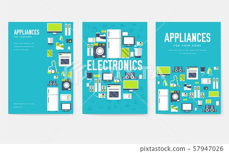 Home appliances cards set. Electronics template of flyear, magazines, posters, book cover, banners 57947026