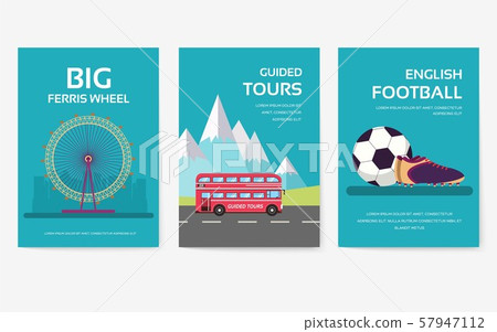Set of England country ornament travel tour concept. London traditional, magazine, book, poster 57947112