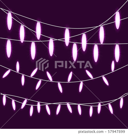 Bright pink Christmas lights isolated  57947899