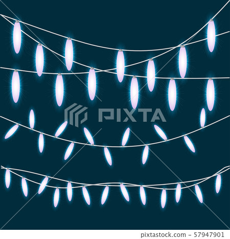 Bright violet Christmas lights isolated design 57947901