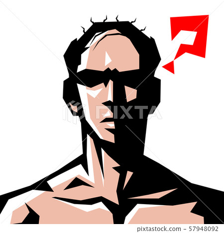 Bald, bald, guy, naked, upper body, facial expression, simple, 57948092