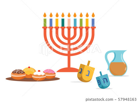 Happy Hanukkah, Jewish Festival of Lights... - Stock Illustration  [57948163] - PIXTA