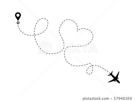 Airplane line path vector icon. 57948169