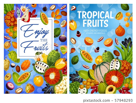 Exotic fruits and tropical berries harvest 57948293