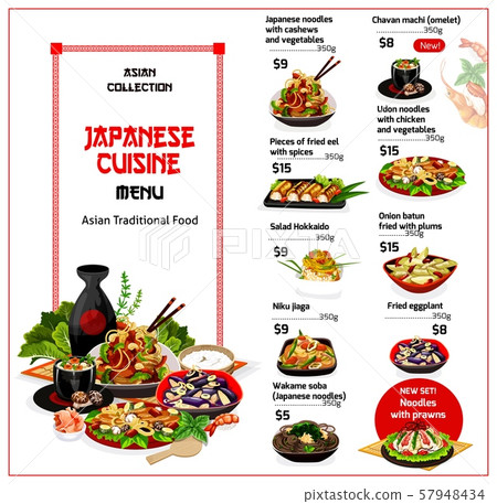 Japanese cuisine menu, traditional dishes 57948434