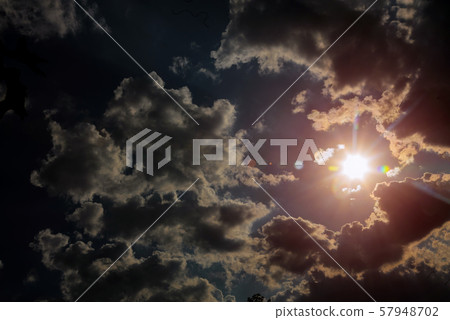 Majestic supercell thunderstorm with dramatic 57948702