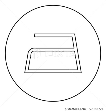 Ironing is allowed Clothes care symbols Washing concept Laundry sign icon in circle round outline 57948721
