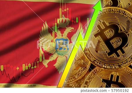 Montenegro flag and cryptocurrency growing trend Montenegro flag and cryptocurrency growing trend 57950192