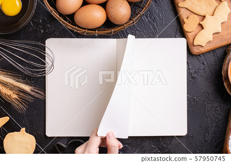 Woman making mochi dried food score Manseibushi Making cookie recipe Halloween cookie making 57950745