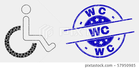 Vector Dot Wheelchair Icon and Distress WC Seal 57950985