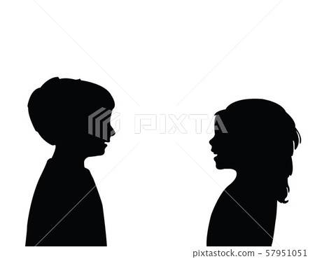children making chat, silhouette vector 57951051