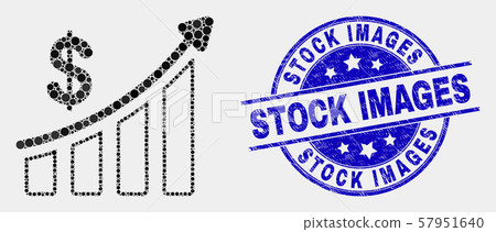 Vector Pixel Success Financial Chart Icon and Grunge Stock Images Watermark 57951640