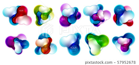 Set of circle shiny glass bubble abstract logos, or business banners for text, molecular shapes 57952678