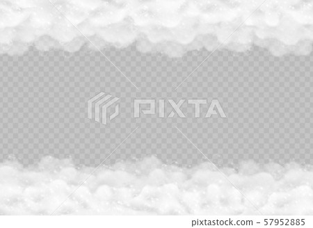 Realistic bath foam border isolated on transparent background. Realistic bath foam border isolated on transparent background. 57952885