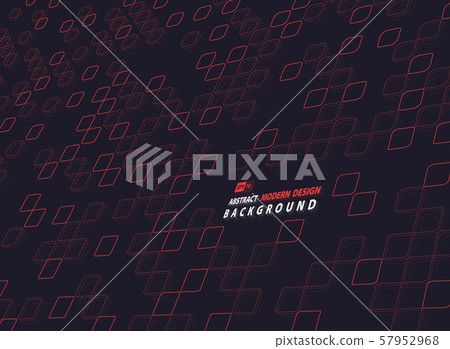 Abstract red square of technology design on dark - Stock Illustration ...
