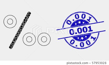 Vector Pixel Per Mille Icon and Scratched 0.001 Stamp Seal 57953028