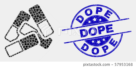 Vector Dot Medical Pills Icon and Grunge Dope Stamp Vector Dot Medical Pills Icon and Grunge Dope Stamp 57953168