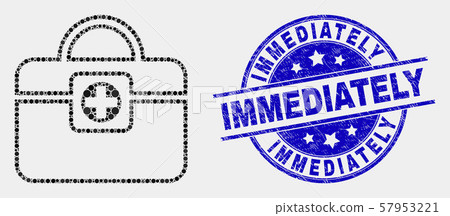 Vector Pixelated Medical Handbag Icon and Grunge Immediately Seal 57953221