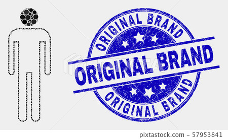 Vector Dot Man Icon and Grunge Original Brand Seal 57953841