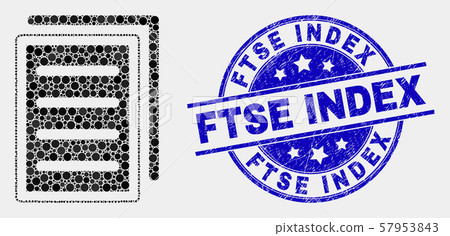 Vector Dot List Page Icon and Scratched Ftse Index Stamp 57953843