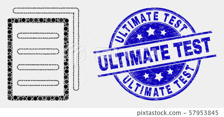 Vector Dot List Page Icon and Scratched Ultimate Test Stamp Seal 57953845