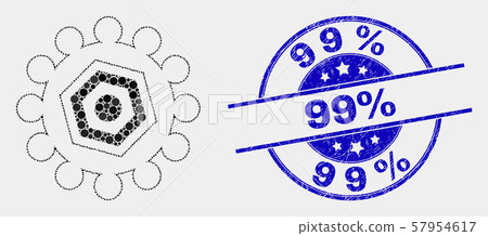 Vector Pixel Gear Icon and Scratched 99 percent Stamp Vector Pixel Gear Icon and Scratched 99 percent Stamp 57954617