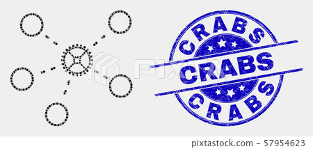Vector Dotted Gear Links Icon and Grunge Crabs Watermark Vector Dotted Gear Links Icon and Grunge Crabs Watermark 57954623